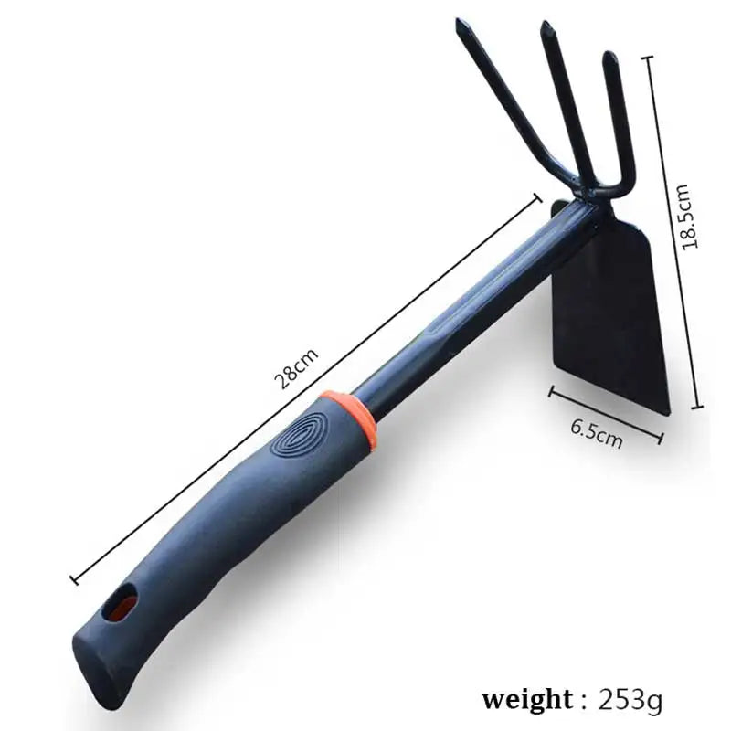 Black Rubber Handle Five Tooth Rake Gardening Four Piece Set Flower Shovel Dual-Purpose Hoe Gardening Tool